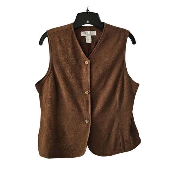 Petite Sophisticate Vest Sleeveless Floral Waistcoat Gilet | EUC | 10P | Brown - Picture 3 of 16